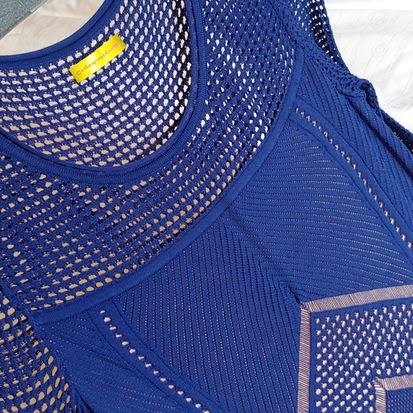 Blue silky knit/mesh dress - Picture 4 of 7